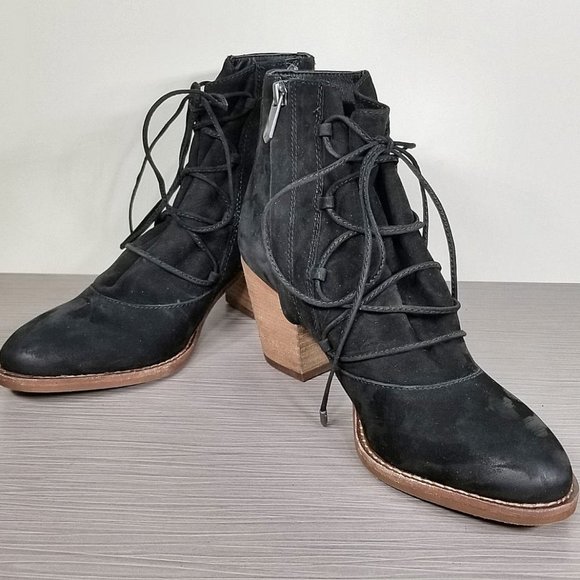Sam Edelman Millard Lace-Up Bootie, Black Leather, Womens Size 7 M / 37 - Picture 4 of 10